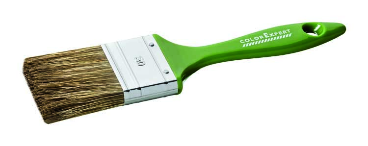 Platte kwast beits 30mm bruine haar-mix kunststof groen