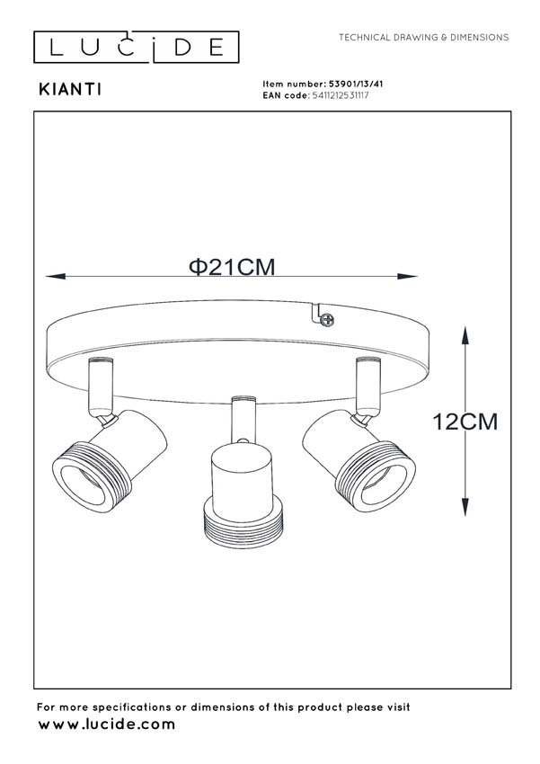 Lucide Kianti - Spot de plafond - Ø15cm - 2xGU10 - Taupe
