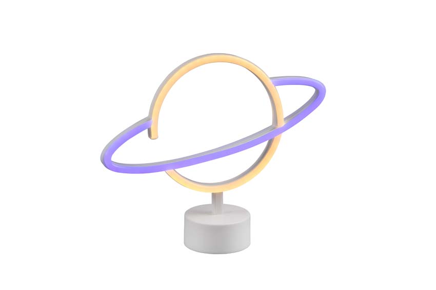 Lampe de table planète - blanc - 29x24,5cm - LED - 1x1,6W - RGB - USB/piles