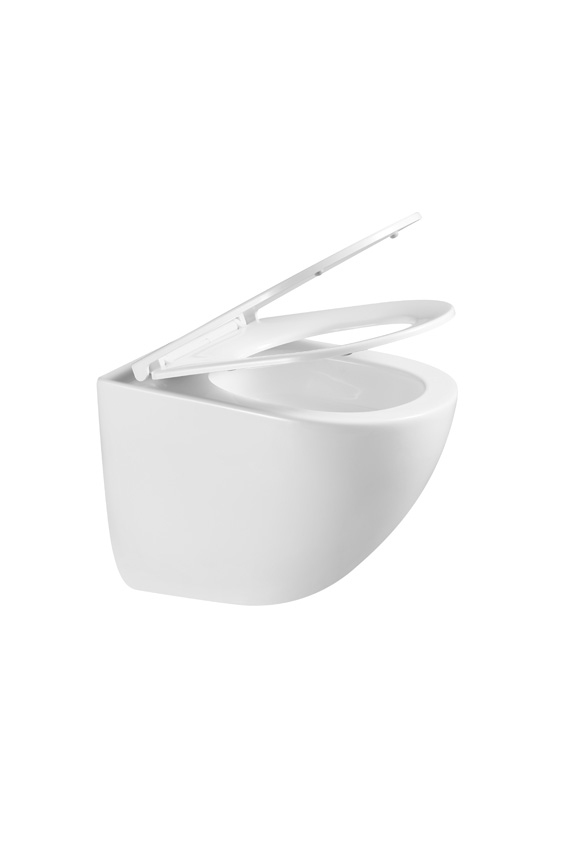 Hangtoilet Linus rimless tornado flush glanzend wit inclusief WC-bril
