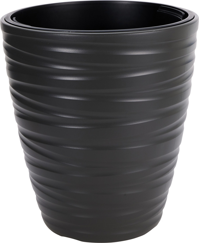 Pot de fleurs 2 en 1 plastique gris foncé 37x42cm