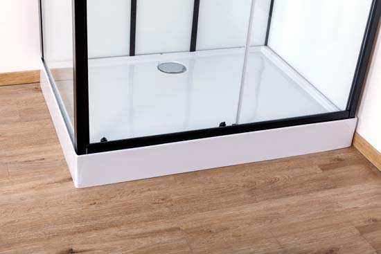 Cabine de douche Penny thermostatique droite noir/blanc porte coulissante 115x85x218,5cm