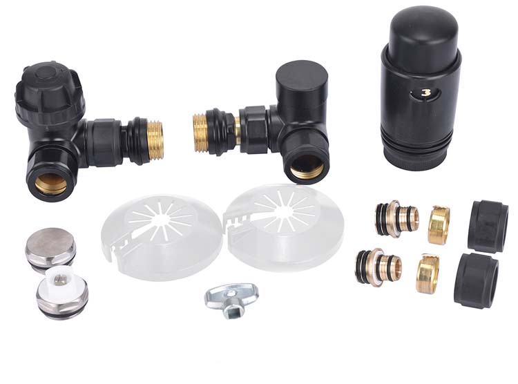 Set connexion radiateur équerre inversé droite noir mat