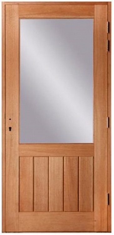 Porte extérieure bois meranti naturel verre clair 940x2145mm poussant à gauche