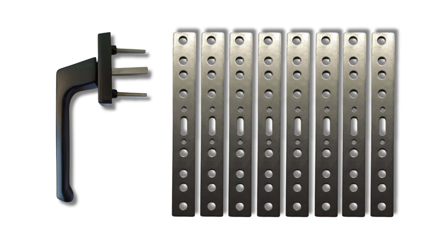 Accessoires complets noirs pour fenêtres en bois