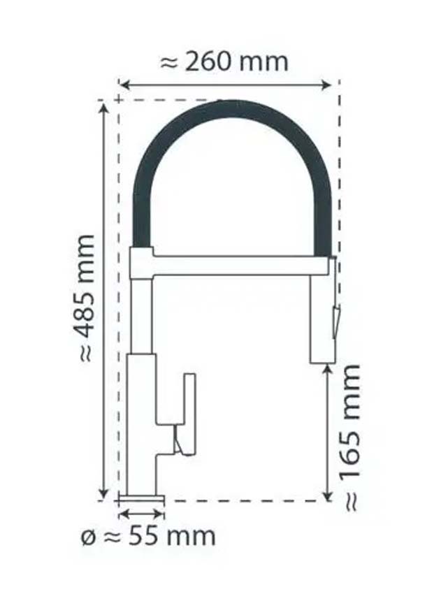Keukenkraan Fien mat zwart met uittrekbare uitloop