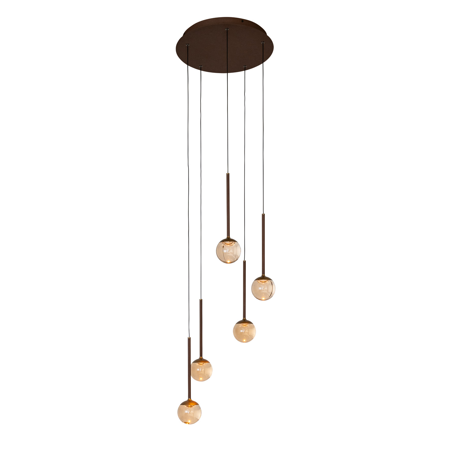 Lucide Premium Calina - Suspension - Ø41,9cm - LED Dim. - CCT - 5X8,2W 2200K/3300K - Avec module LED remplaçable - Ambre