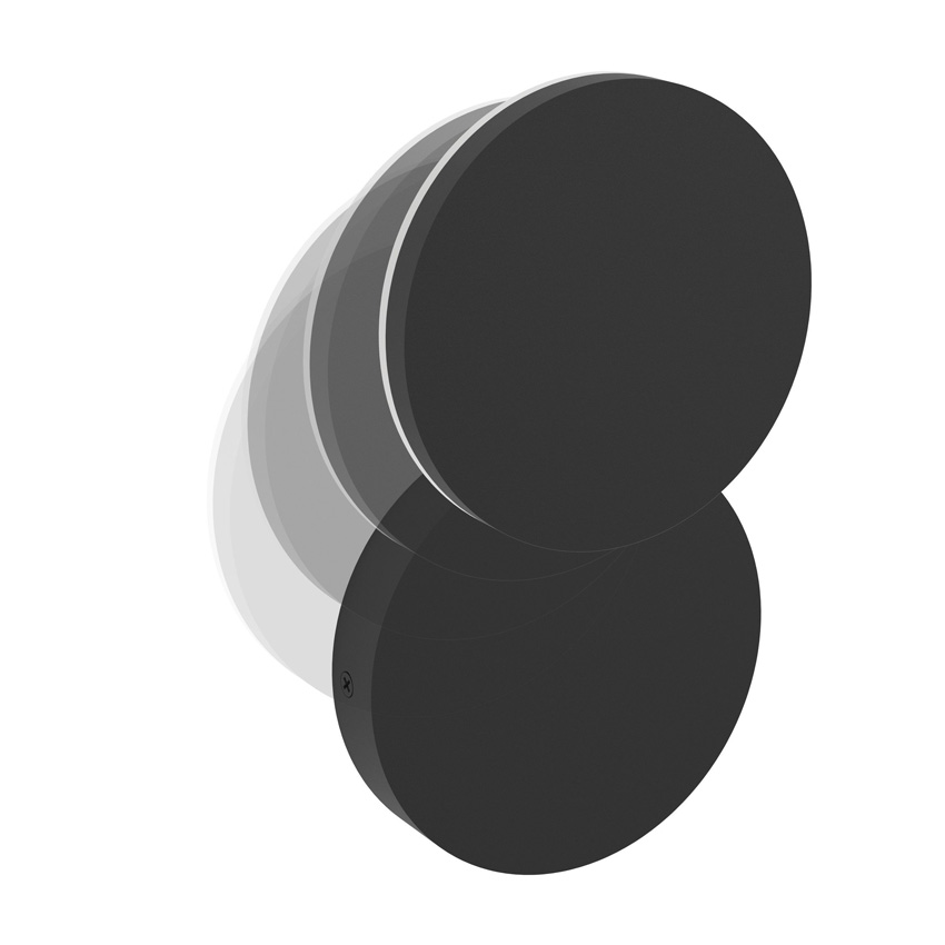 Applique murale - noir - 14x14x4,7cm - LED - 1x8W - 2700/4000/6500K - 950lm - IP44 - rond