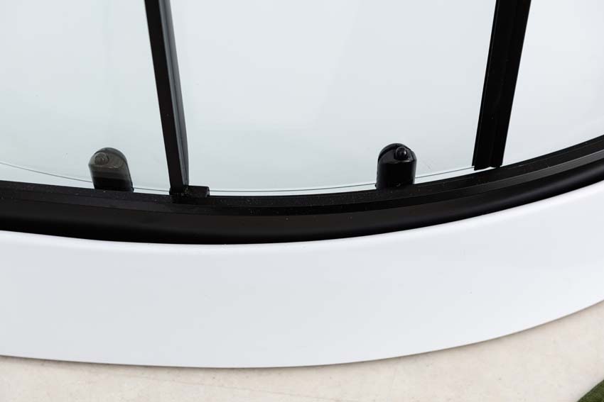 Douchecabine Phoebe hoek zwart/wit schuifdeur 90x90x217cm