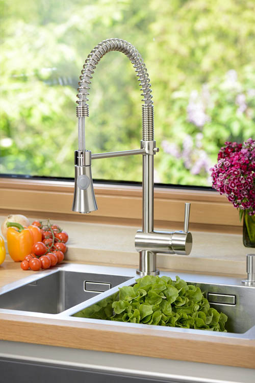Keukenkraan Charlotte inox-look spiraalveer