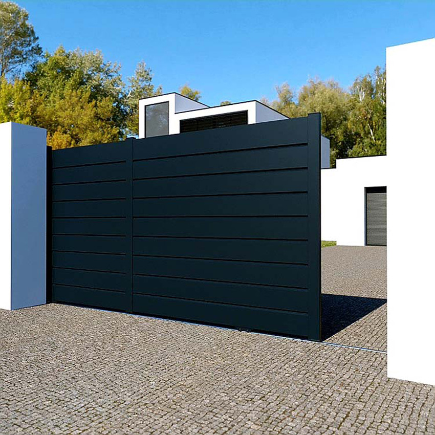 Enkele schuifpoort Havana aluminium zwart 356x175cm motoriseerbaar