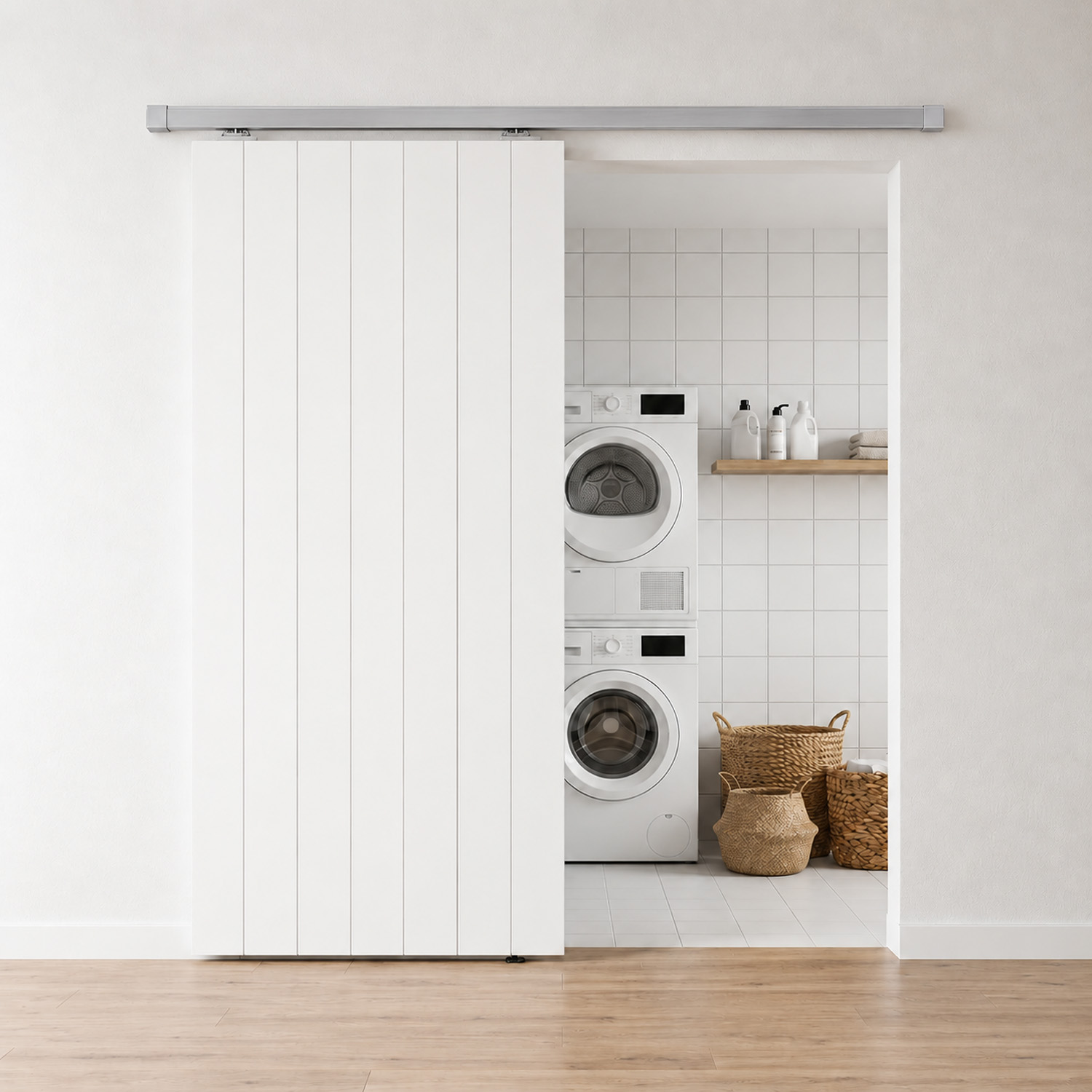 Complete enkele schilder schuifdeur Titus 93x211,5cm + rail inox