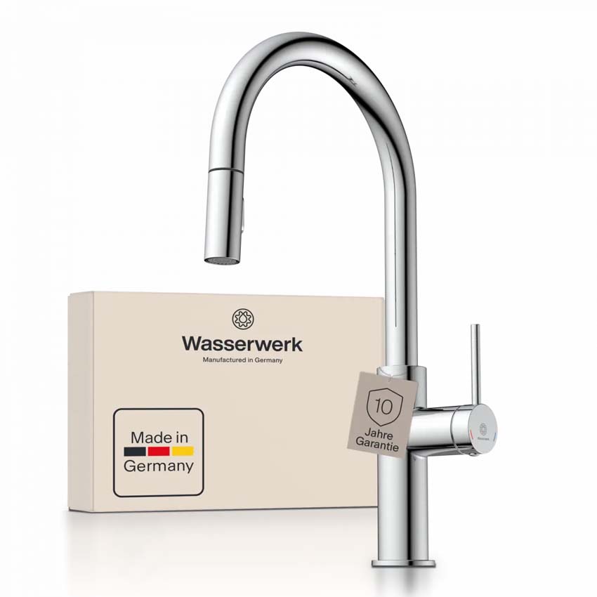 Keukenkraan Wasserwerk WK 13 Sphere chroom met uittrekbare uitloop