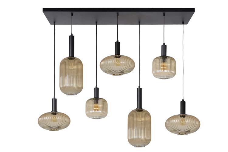 Lucide MALOTO - Hanglamp - 7xE27 - Amber