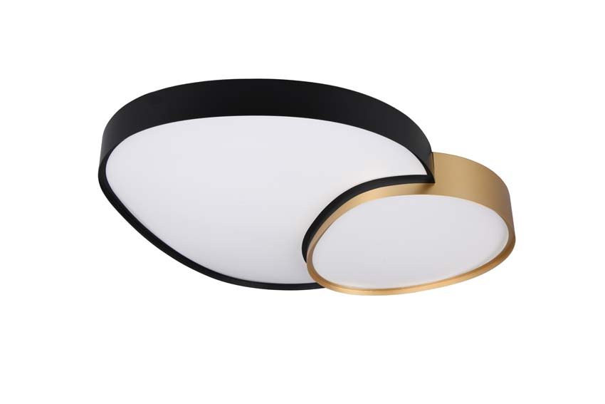 Plafondlamp - zwart/goud - 77x63,5cm - dimbaar - LED - 1x45W - 2700-6500K - afstandsbediening