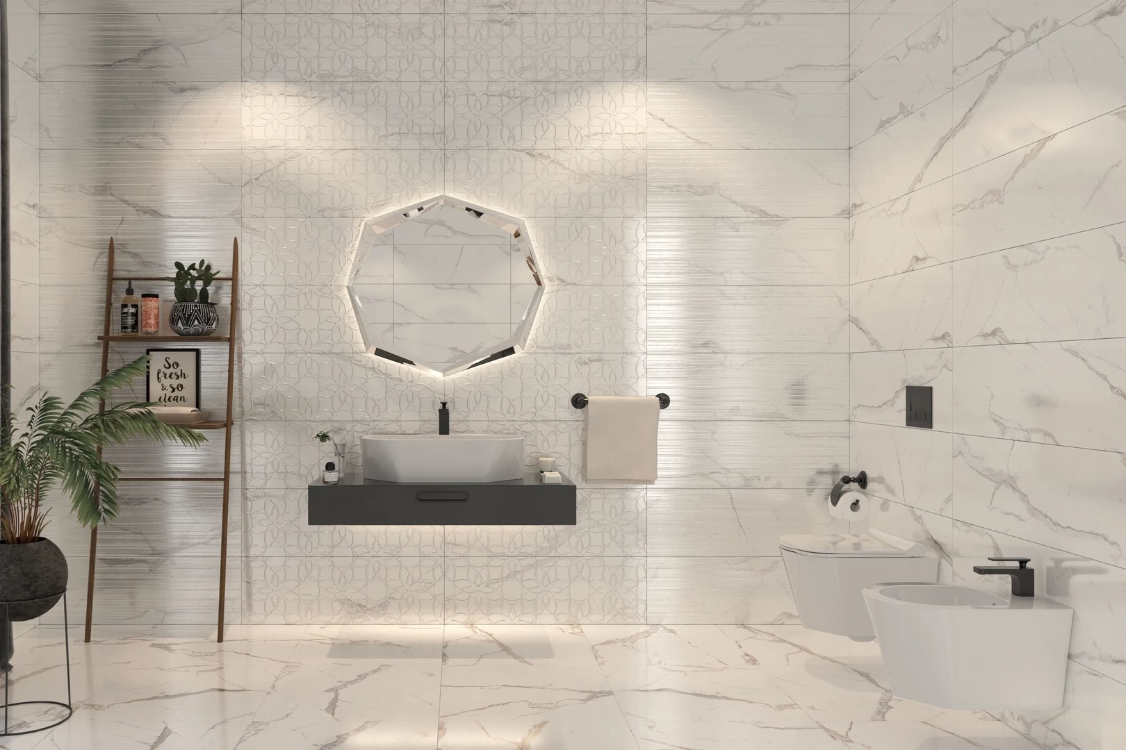 Carrelage de sol et mural Marmi Giovanni blanc 60x60cm