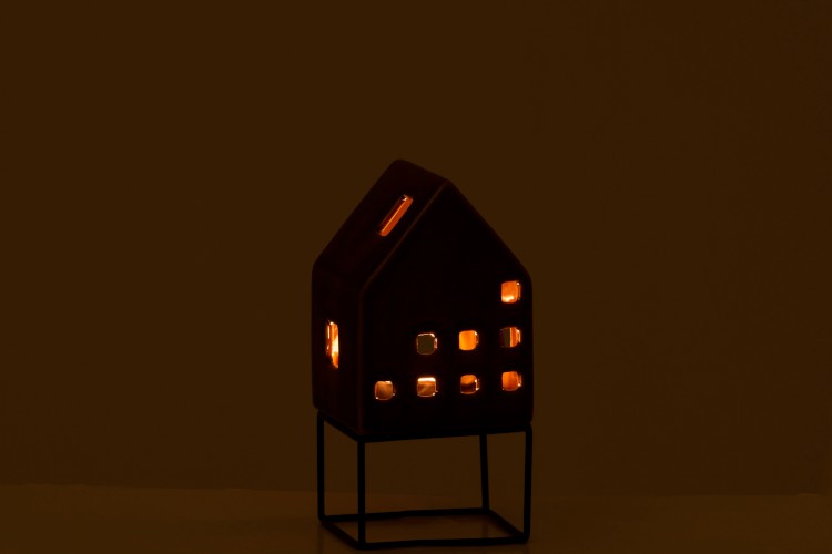 Maison moderne porcelaine brune H16 cm