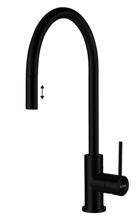 Robinet de cuisine Lorreine Aire noir avec bec extractible