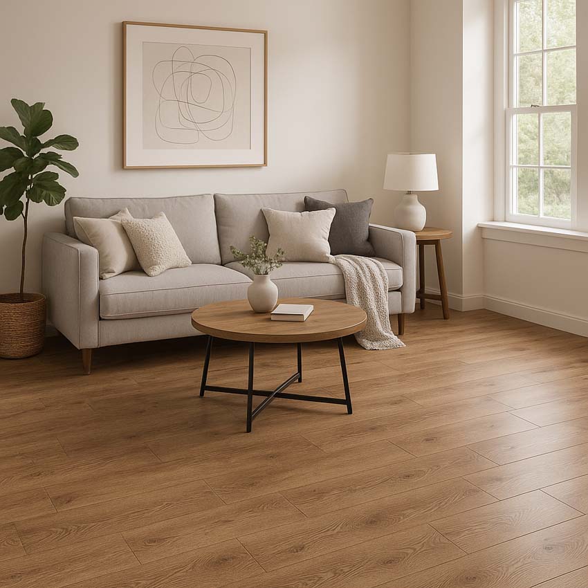 Sol stratifié Avelinno chêne 7mm brun 129,2x19,3cm