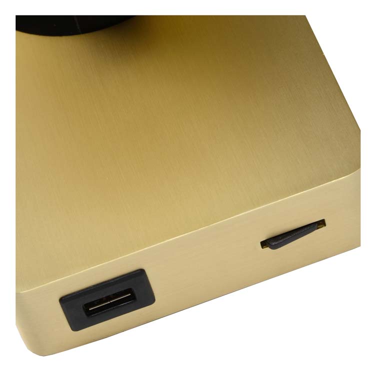 Lucide NIGEL - Spot mural - LED Dim. - GU10 - 1x5W 3000K - Point rechargement USB - Or Mat / Laiton