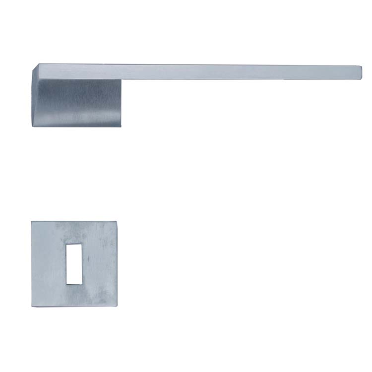 Poignée de porte pro lucca chrome brossé rosace barbe