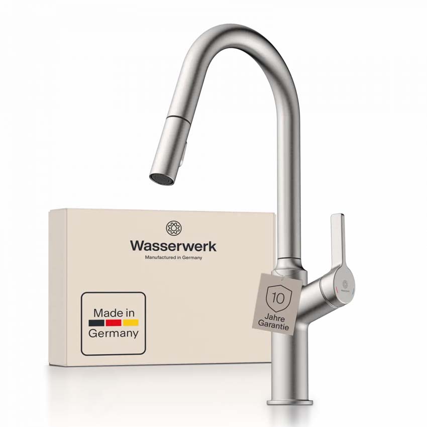 Robinet de cuisine Wasserwerk WK 12 aspect inox avec bec extractible