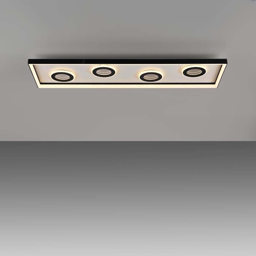 Plafonnier - noir - 100x30cm - dimmable - 32W - 2700-5000K - avec télécommande