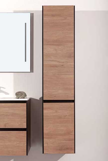 Badkamermeubel Molly houtlook hangend met enkele wastafel glanzend wit 90cm
