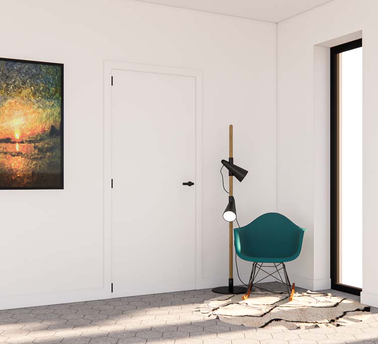 Porte intérieure complète Uran blanc 211,5x83cm aggloméré tubulaire réversible + châssis 16,5cm