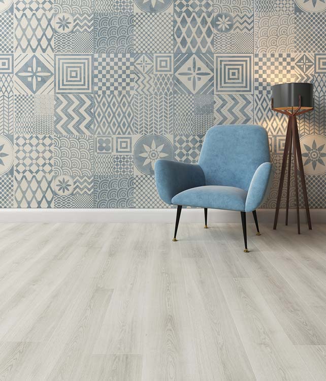 Laminaat 8mm eik licht grijs 128,6x19,4cm