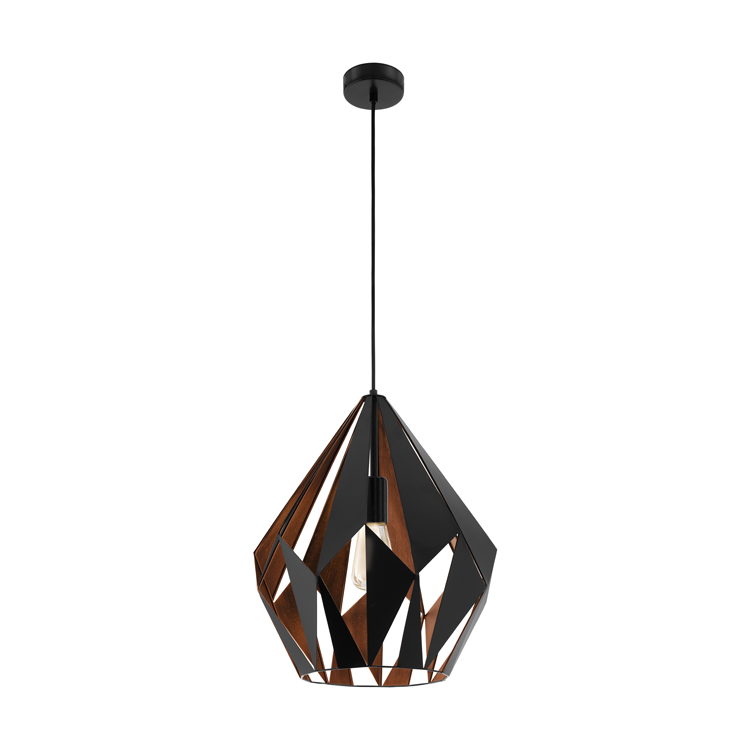 Abat-jour noir/cuivre E27 excl lampe LED possible