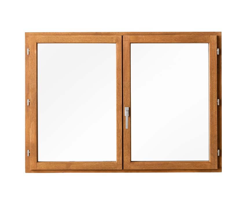 Fenêtre tournante à 2 vantaux Trae bois Meranti 55mm naturel L1600xH1400mm ouvrant à droite