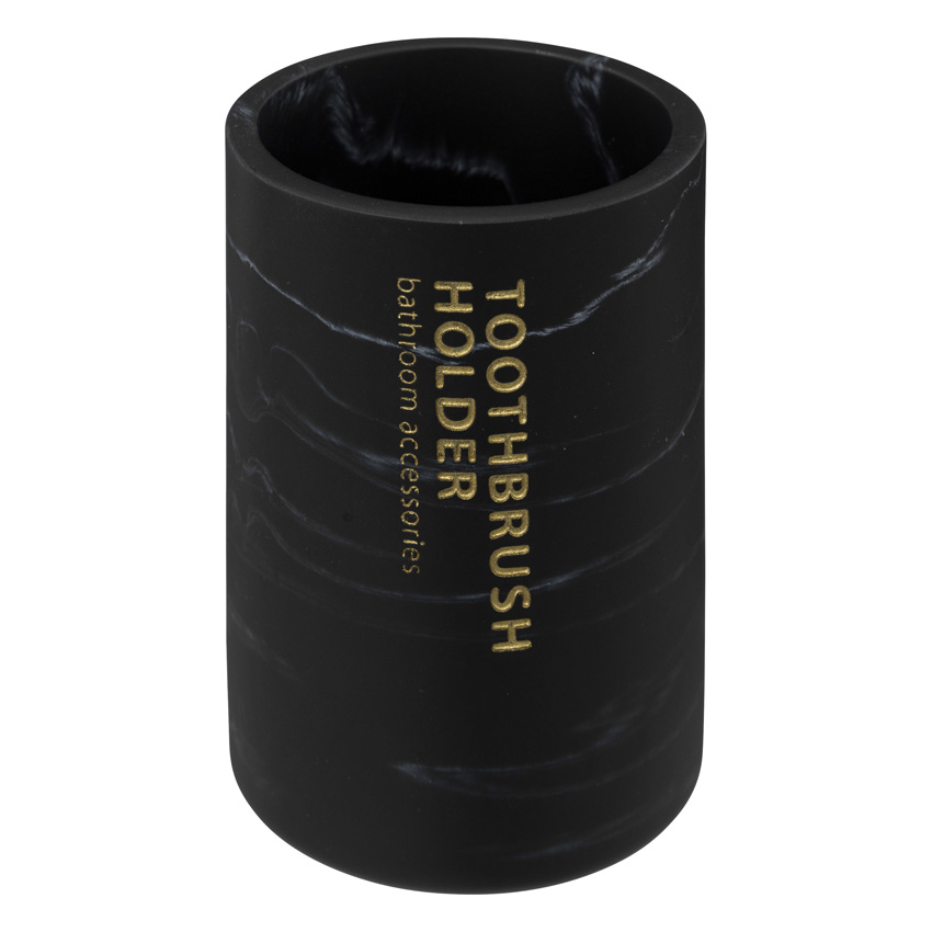 Tandenborstelhouder Eliza polyresin zwart 7,7x7,7x11cm