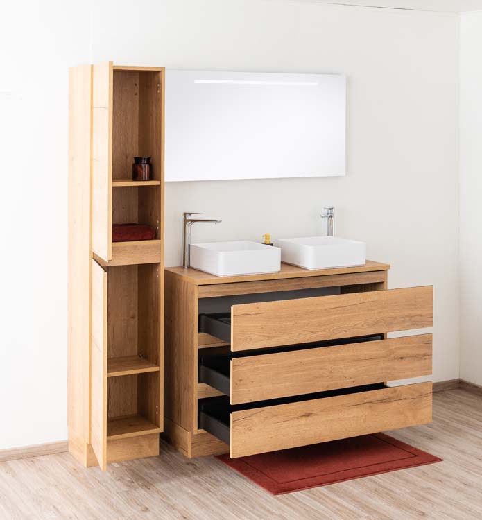Badmeubel Daria eik goudbruin 1200 mm staand opbouwtablet melamine Badmeubel Daria eik goudbruin 1200 mm staand opbouwtablet melamine