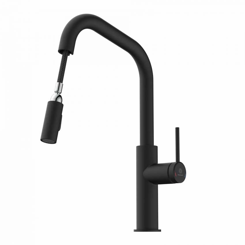Keukenkraan Wasserwerk WK 13 Edge mat zwart met uittrekbare uitloop