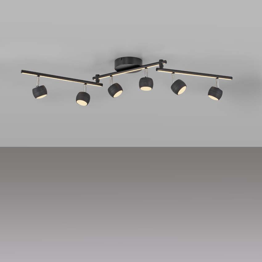 Opbouwspot - zwart - 40,5-111cm - dimbaar - 6x5,53W - 3000K