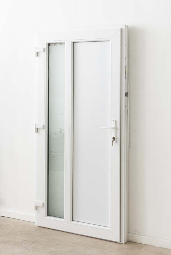 Porte extérieure Lumeo PVC vitrage mat blanc 1000x2000mm gauche
