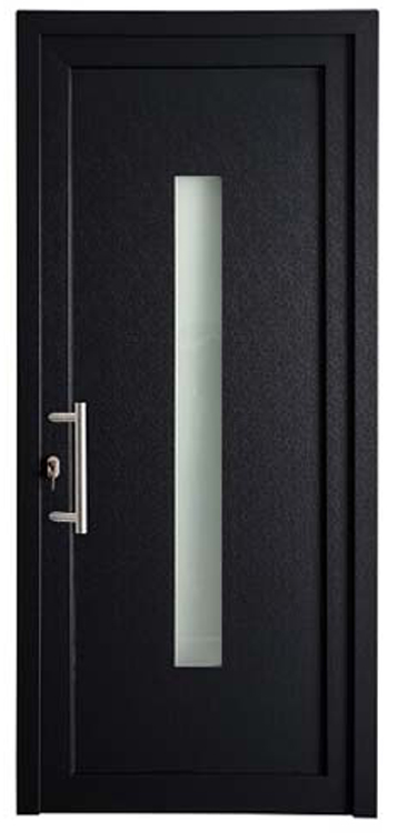 Porte extérieure vitre verticale PVC verre mat anthracite/blanc 980x2180mm ouvrant à gauche