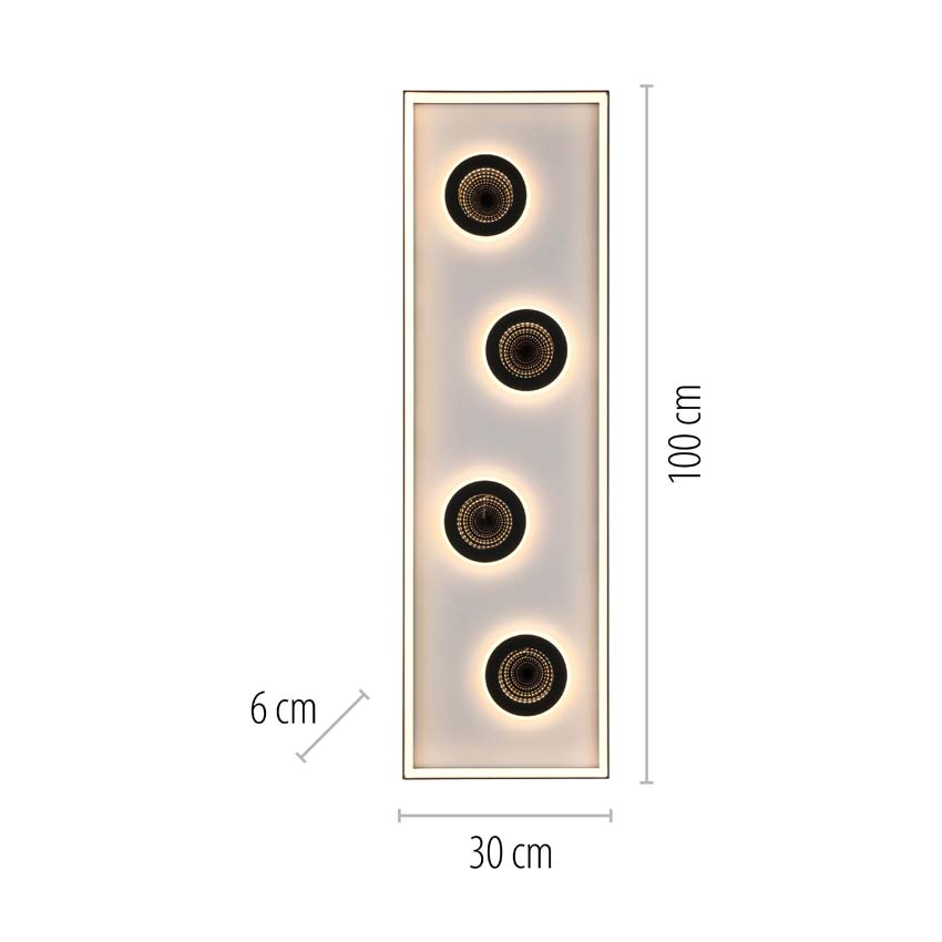Plafonnier - noir - 100x30cm - dimmable - 32W - 2700-5000K - avec télécommande