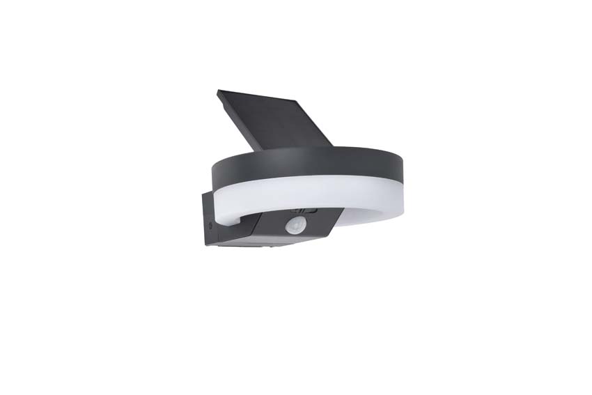 Wandlamp buiten Astra Solar - grijs - dimbaar - 12W - 3000K - IP54 - met bewegingssensor