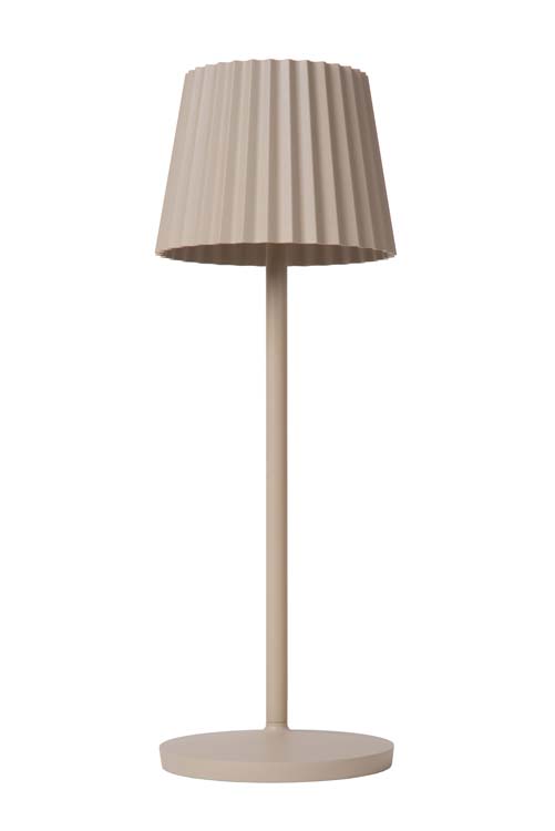Tafellamp buiten - beige - H38cm - LED - 2W - 2700K - IP54 - 3 StepDim - met oplaadstation