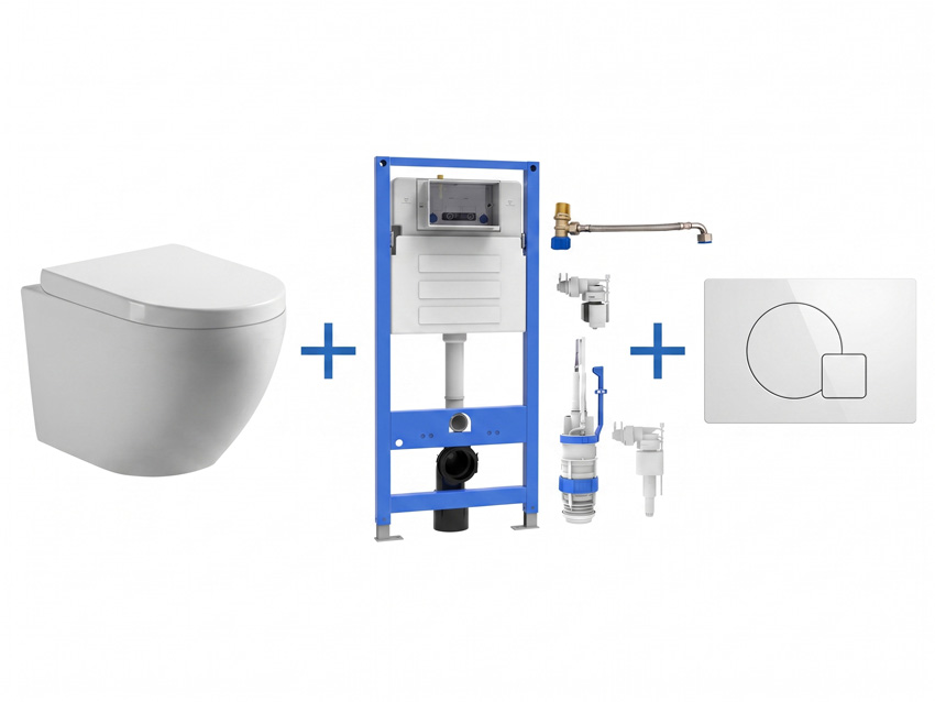 Toiletset Gary wit inclusief softclose WC-bril + inbouwreservoir Madison + drukplaat wit