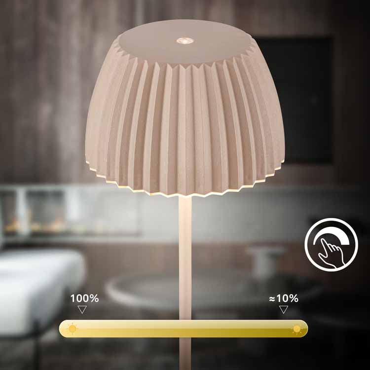 Lampe de table Veluna - beige - 36.5cm - dimmable - LED - 2W - 2700K - IP44 - USB