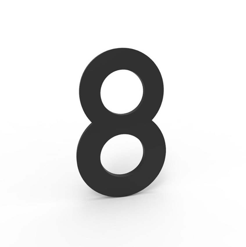 Numéro de maison 8 eSafe en aluminium noir 10cm / épaisseur 4mm