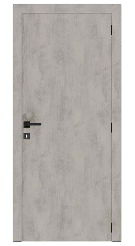 Porte intérieure complète Industrial gris béton 201,5x83cm tubulaire réversible + châssis 17cm