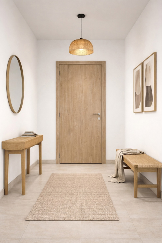 Porte intérieure complète Nalba chêne 201,5x63cm tubulaire réversible + châssis 16,5cm