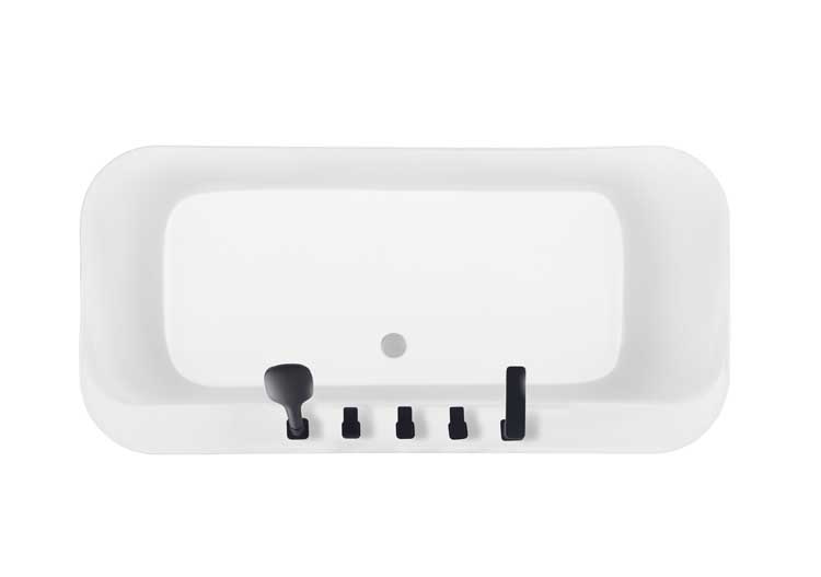 Half vrijstaand bad Amor mat wit met zwarte kraanset 170x80cm