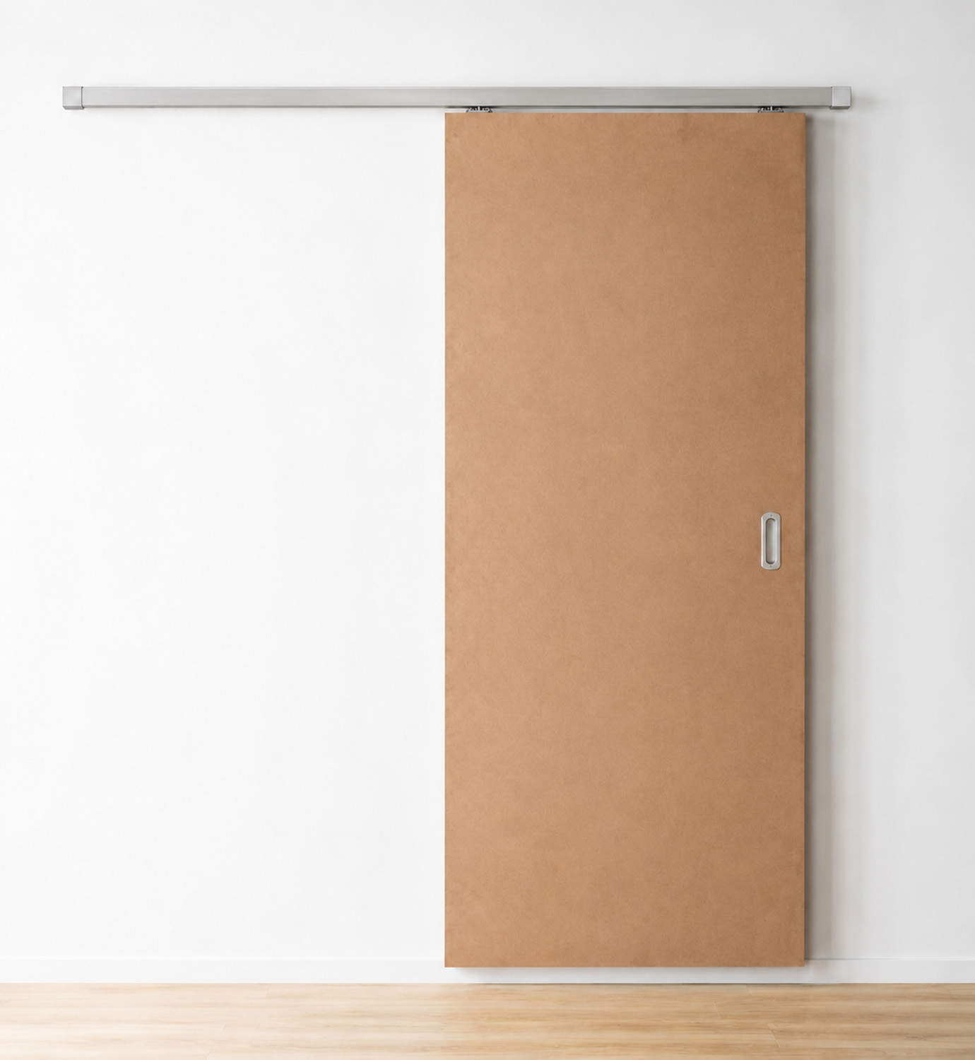 Porte coulissante simple complète Karolien blanc 93x211,5cm + rail inox
