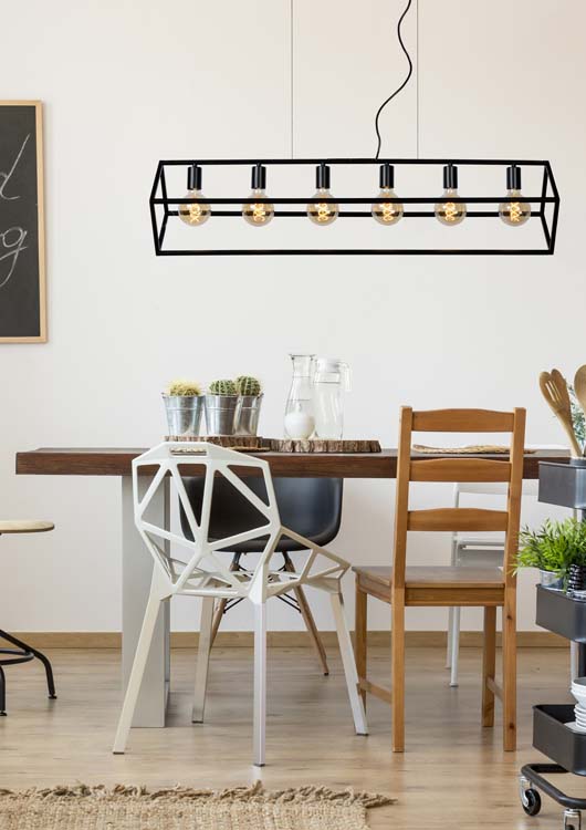 Lucide FABIAN - Hanglamp - 6xE27 - Zwart