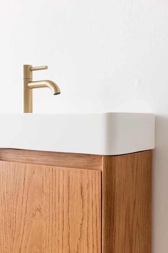 Toiletmeubel Floris eik wastafel wit 50x40,5x25cm Toiletmeubel Floris eik wastafel wit 50x40,5x25cm